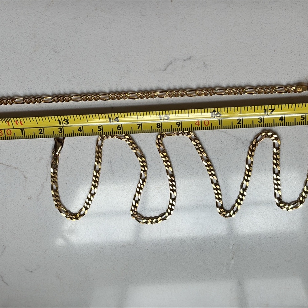 Gold Over Solid Sterling Silver Figaro Necklace - image 8